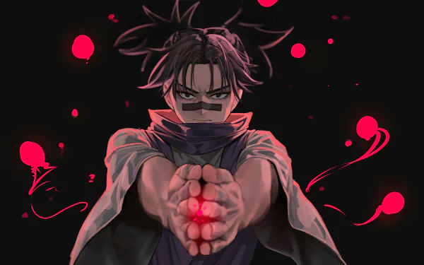 Anime-style 4K Ultra HD wallpaper featuring Choso from Jujutsu Kaisen with glowing red orbs and dynamic dark background elements.
