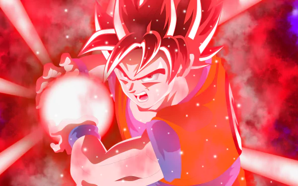 Goku, from Dragon Ball Super, powers up with a glowing energy sphere in this vibrant 4K Ultra HD anime wallpaper, bursting with dynamic colors and intense energy.