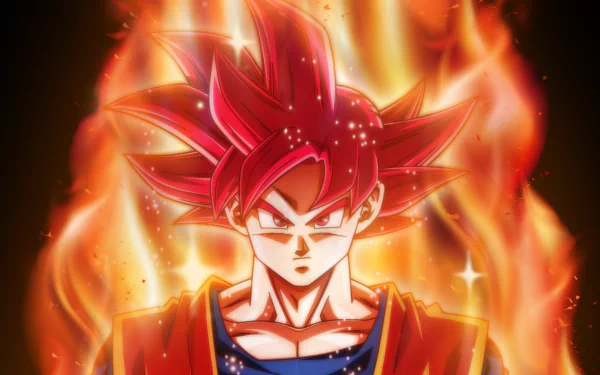 Goku in his fiery Super Saiyan God form from Dragon Ball Super, depicted in stunning detail as a 4K Ultra HD PC desktop wallpaper.