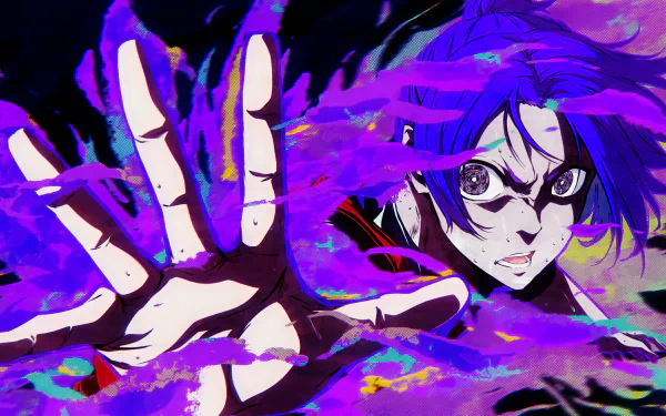 A vibrant 4K Ultra HD wallpaper featuring Reo Mikage from the anime Blue Lock, showcasing dynamic colors and intense expression, capturing the essence of the character's energy.