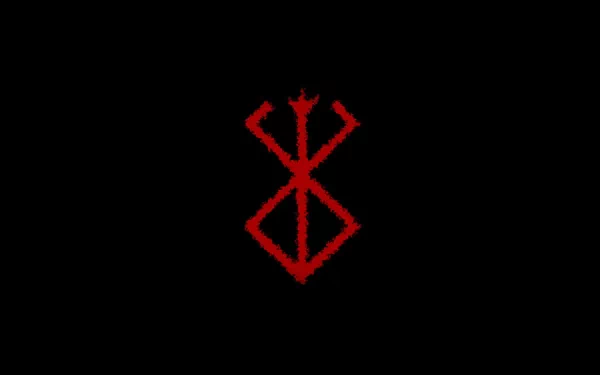 HD desktop wallpaper featuring the iconic red Brand of Sacrifice symbol from the anime Berserk on a black background.