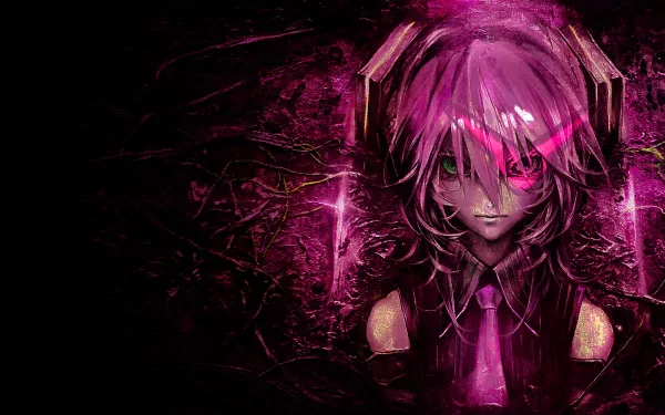 HD desktop wallpaper and background featuring a crossover of Code Geass and Vocaloid's Hatsune Miku, styled in an anime aesthetic with dark and vibrant purple hues.