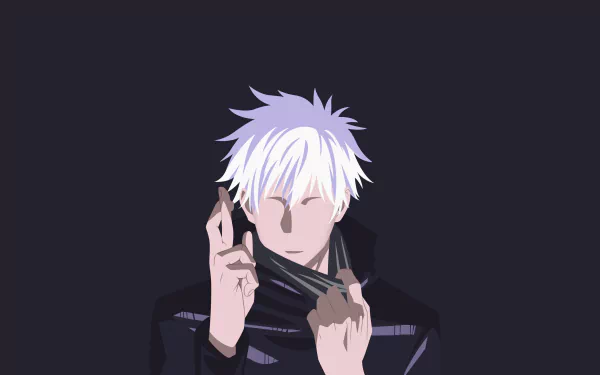A striking 4K Ultra HD wallpaper featuring Satoru Gojo from the anime Jujutsu Kaisen, showcasing his signature white hair and captivating expression against a dark background.
