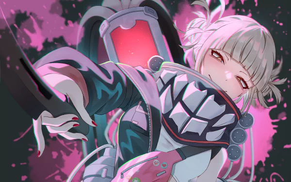 HD desktop wallpaper featuring Himiko Toga from My Hero Academia, with vibrant colors and bold design.