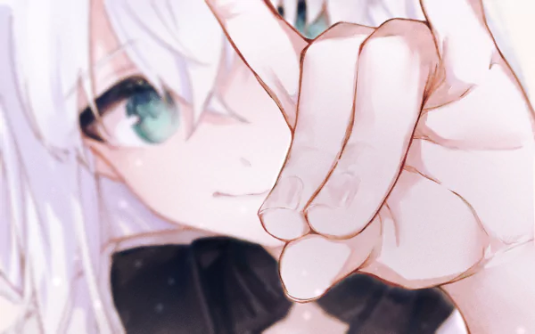Close-up 4K Ultra HD anime wallpaper featuring Shirakami Fubuki, the Virtual YouTuber from hololive, showcasing her iconic white hair and teal eyes.