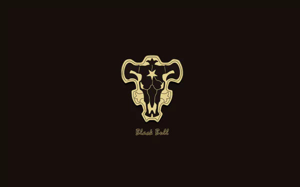 HD desktop wallpaper featuring a black and gold emblem from the anime Black Clover, with the text Black Bull below it. The background is solid black, highlighting the detailed emblem.