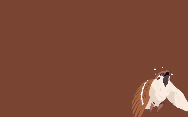 4K Ultra HD anime wallpaper from Demon Slayer: Kimetsu no Yaiba featuring a sparrow character on a solid brown background.