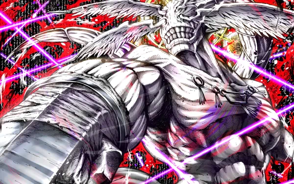 HD desktop wallpaper featuring Mahoraga from Jujutsu Kaisen, showcasing an intense and dynamic anime scene with vivid colors and striking details.
