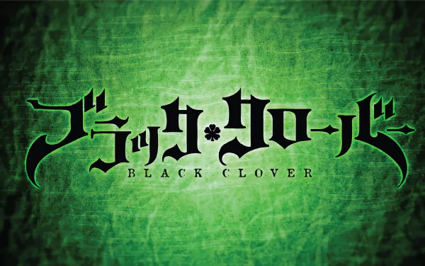 Anime Black Clover logo displayed in bold black text on a textured green background, rendered in 8K Ultra HD for PC desktop wallpaper.