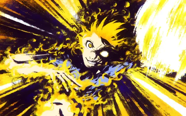 Anime-style 4K Ultra HD wallpaper featuring Bachira Meguru from Blue Lock with dynamic yellow and black energy effects swirling around him.