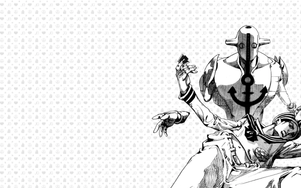 A dynamic HD wallpaper from Jojo's Bizarre Adventure, featuring a stylized character with an anchor symbol, showcasing the series' unique art style and vibrant aesthetic.