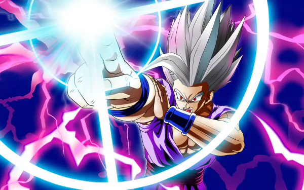 Anime scene from Dragon Ball Super featuring a powerful character with spiky silver hair unleashing an energy blast, rendered in vibrant 4K Ultra HD for PC desktop wallpaper.
