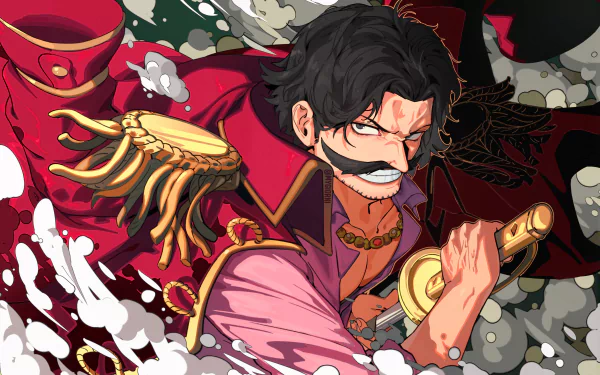 HD desktop wallpaper featuring Gol D. Roger from One Piece anime. The detailed image showcases the character in a dynamic action pose, surrounded by dramatic effects.