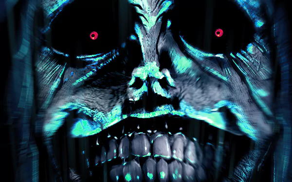 A striking HD desktop wallpaper featuring the ominous Statue of God from Solo Leveling, with vivid phonk-inspired colors highlighting a monstrous face.