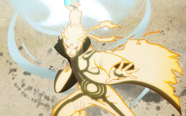 HD desktop wallpaper featuring Naruto Uzumaki from the anime Naruto, showcasing him in a dynamic action pose with vibrant colors and energy effects.