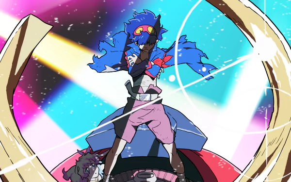4K Ultra HD anime wallpaper featuring a dynamic character from Tengen Toppa Gurren Lagann with vibrant colors and energetic light effects.