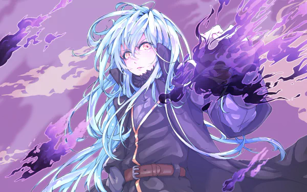 Rimuru Tempest from That Time I Got Reincarnated as a Slime unleashes dark energy in this vivid 4K Ultra HD anime desktop wallpaper.