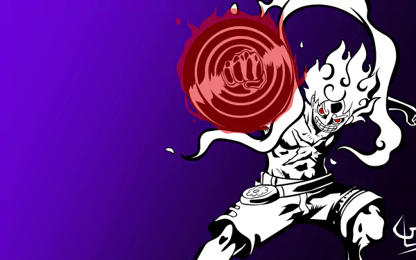 4K Ultra HD anime wallpaper featuring Monkey D. Luffy in Gear 5 form from One Piece, showcasing dynamic action with vibrant colors and bold design.