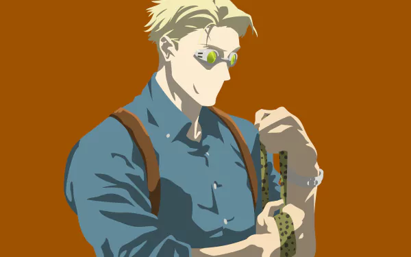4K Ultra HD PC desktop wallpaper featuring Kento Nanami from the anime Jujutsu Kaisen, depicted adjusting his tie against a solid brown background.