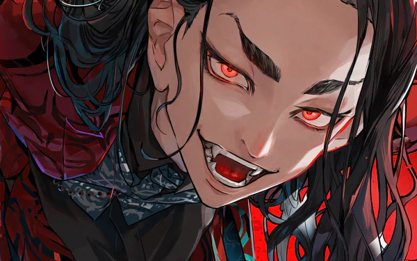 HD wallpaper featuring Keisuke Baji from Tokyo Revengers, depicted with a fierce expression and intense red eyes.