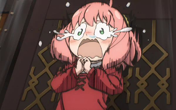 Anime-style 4K Ultra HD wallpaper featuring Anya Forger from Spy x Family Code: White with a shocked expression.