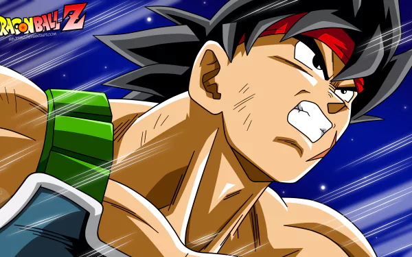 HD desktop wallpaper featuring Bardock from Dragon Ball Z in an intense scene, set against a dynamic blue background.