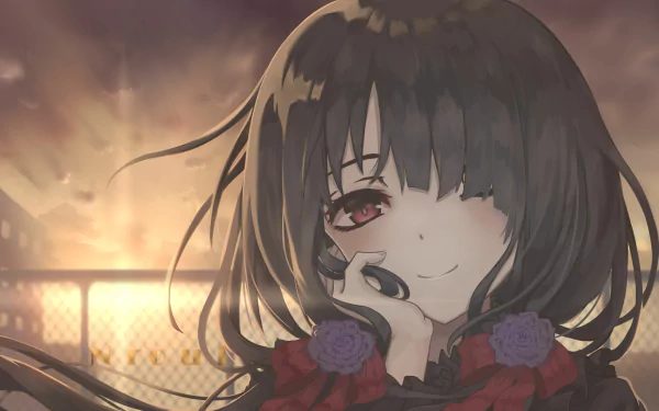 4K Ultra HD desktop wallpaper featuring Kurumi Tokisaki from the anime Date A Live, with a serene sunset background and detailed character art.