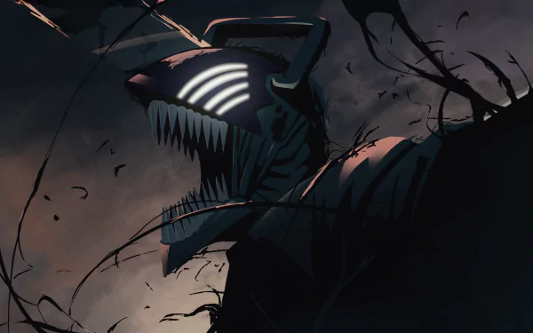 HD wallpaper of Denji in his Chainsaw Man form from the anime Chainsaw Man, depicted in a dramatic night scene.