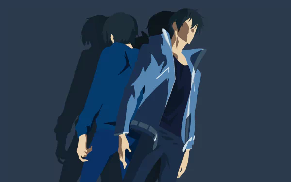 Anime-style 4K Ultra HD desktop wallpaper featuring Sung Jin-Woo from Solo Leveling in a dynamic pose with shadowed reflections on a dark background.