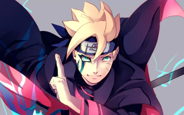 HD desktop wallpaper of Boruto Uzumaki, a blonde, blue-eyed anime character from Boruto, in a dynamic pose with vibrant colors and intricate detail.