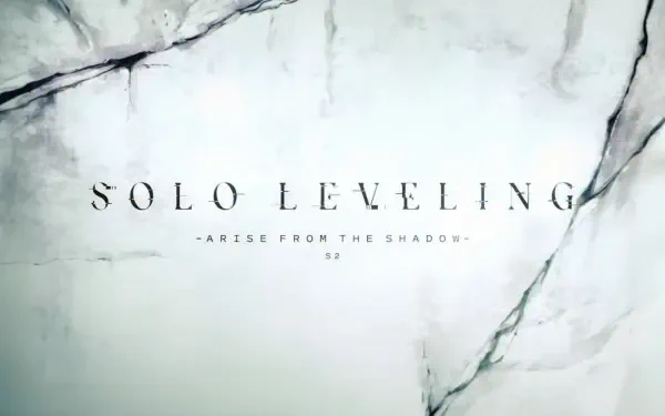 4K Ultra HD Solo Leveling anime desktop wallpaper featuring a minimalist cracked white marble background with the title Solo Leveling - Arise From The Shadow text centered.