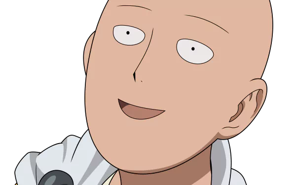 HD desktop wallpaper featuring Saitama from the anime One-Punch Man, shown with his characteristic blank expression on a black background.