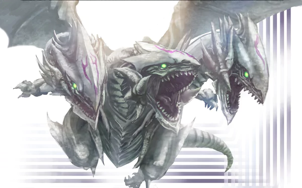 HD desktop wallpaper featuring a fierce dual-headed dragon from the anime Yu-Gi-Oh!, rendered in striking detail against a minimalist backdrop.