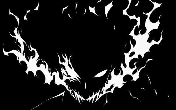 A dark anime silhouette features a menacing figure with a flame-like design, creating a striking HD PC desktop wallpaper for fans of phonk and dark aesthetic art.