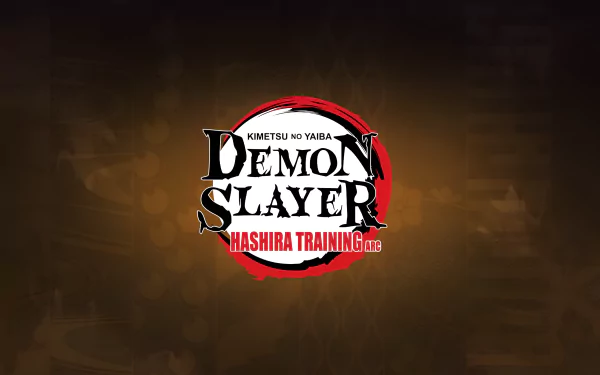 4K Ultra HD PC desktop wallpaper featuring the Demon Slayer: Kimetsu no Yaiba logo with a dark, textured background and red circular accents.