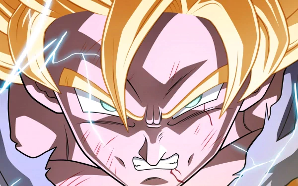 HD desktop wallpaper featuring Goku as Super Saiyan 2 from the anime Dragon Ball Z, displaying intense energy and determination.