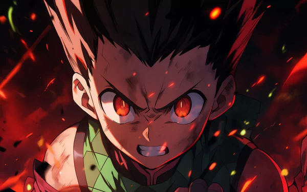 HD wallpaper featuring Gon Freecss from Hunter x Hunter with a dark, intense anime theme.