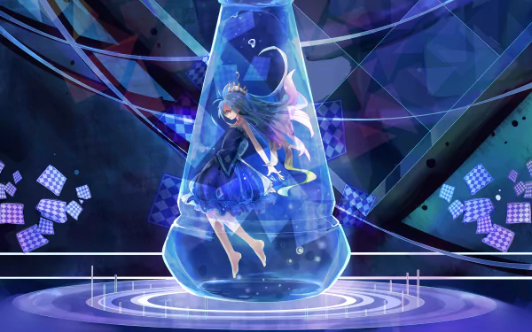 HD desktop wallpaper featuring Shiro from the anime No Game No Life, with a vibrant and futuristic background.