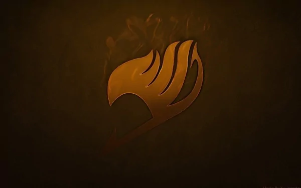 HD desktop wallpaper featuring the Fairy Tail logo in a golden hue against a dark background.