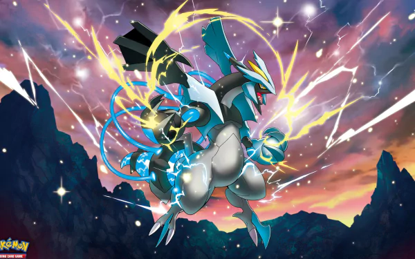 HD desktop wallpaper of an anime Pokémon, featuring an epic battle scene with a powerful creature amidst a vibrant, electrifying background.