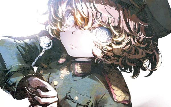 HD desktop wallpaper and background featuring Tanya Degurechaff from the anime Youjo Senki, showcasing her intense expression and military attire.