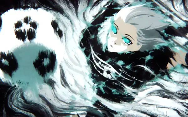 4K Ultra HD anime wallpaper featuring Seishiro Nagi from Blue Lock, captured in dynamic motion with striking blue eyes and a fierce soccer ball impact.