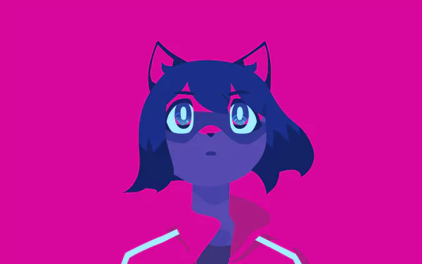 HD desktop wallpaper featuring Michiru Kagemori from the anime Brand New Animal, set against a vibrant pink background.