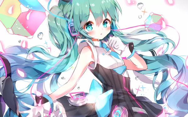 HD desktop wallpaper featuring Hatsune Miku, a popular Anime and Vocaloid character, with vibrant colors and intricate details adding a lively touch to any background.