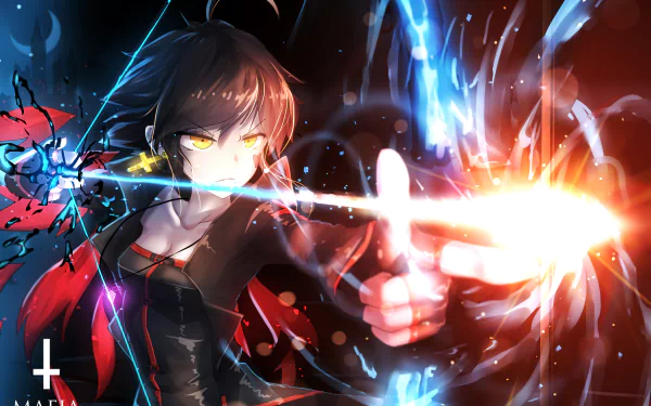 Anime character with a bow, tagged Pixiv Fantasia and Pixiv Fantasia T, generating mystical energy in HD. This dynamic scene is a vibrant desktop wallpaper and background.