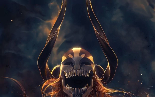 HD desktop wallpaper of Ichigo Kurosaki from the anime Bleach, featuring an intense, dark background with Ichigo in a dramatic, powerful pose, exuding a surreal and menacing aura.