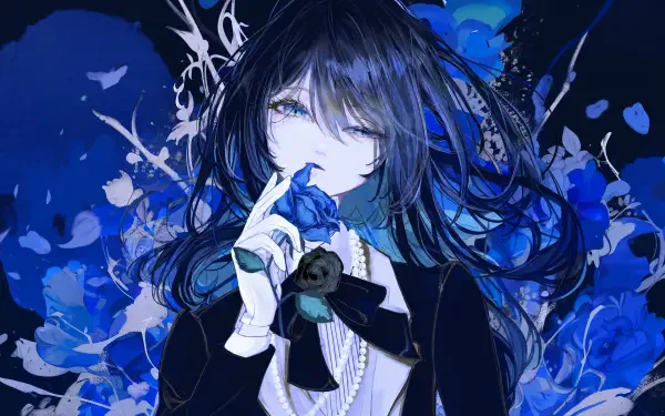 Ado (Nico Nico Singer) Anime girl blue rose anime girl HD Desktop Wallpaper | Background Image