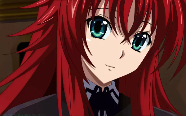 HD desktop wallpaper featuring Rias Gremory from the anime High School DxD, showcasing her distinctive red hair and blue eyes.