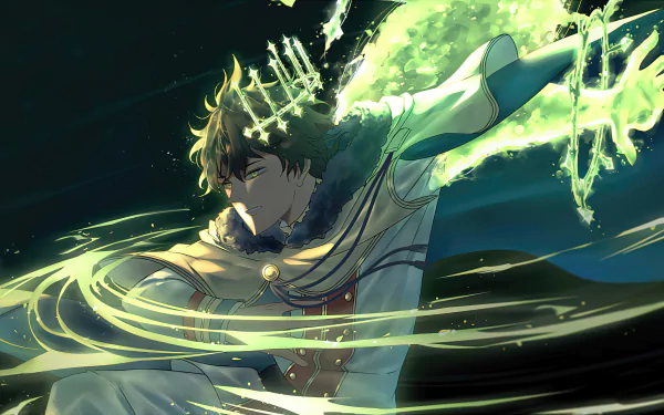 Yuno from Black Clover unleashing a glowing magical attack, captured in vibrant 4K Ultra HD anime style for a dynamic PC desktop wallpaper background.