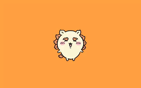 HD desktop wallpaper featuring a cute Chiikawa anime character on an orange background.